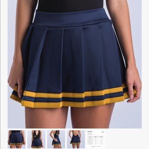 Navy blue and yellow/gold cheer skirt